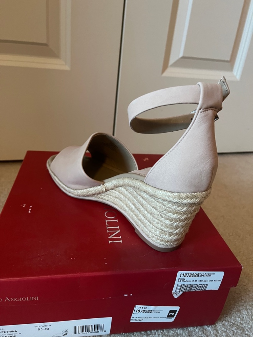 Enzo Angiolini Beige Espadrille Ankle-Strap leather Wedge Sandals - Picture 5 of 5